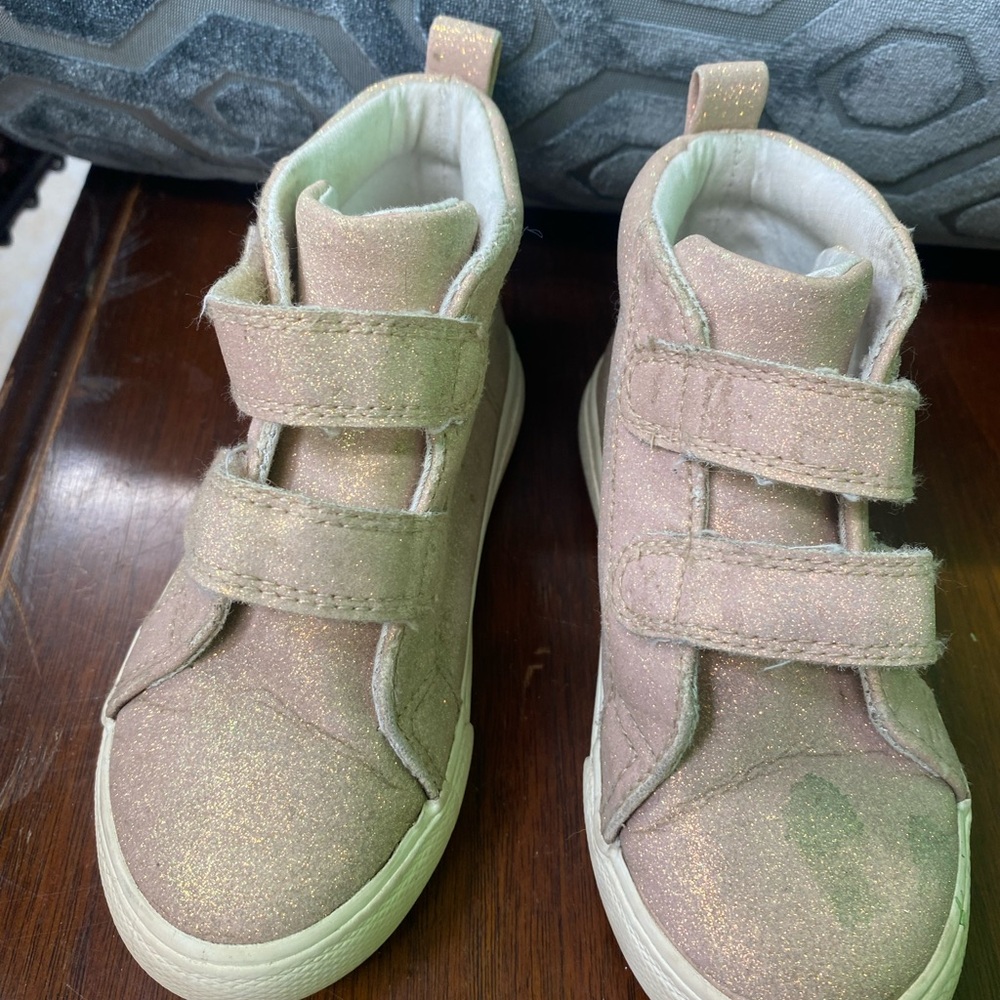 Cat & Jack Tan Gold Sneakers with Velcro Straps